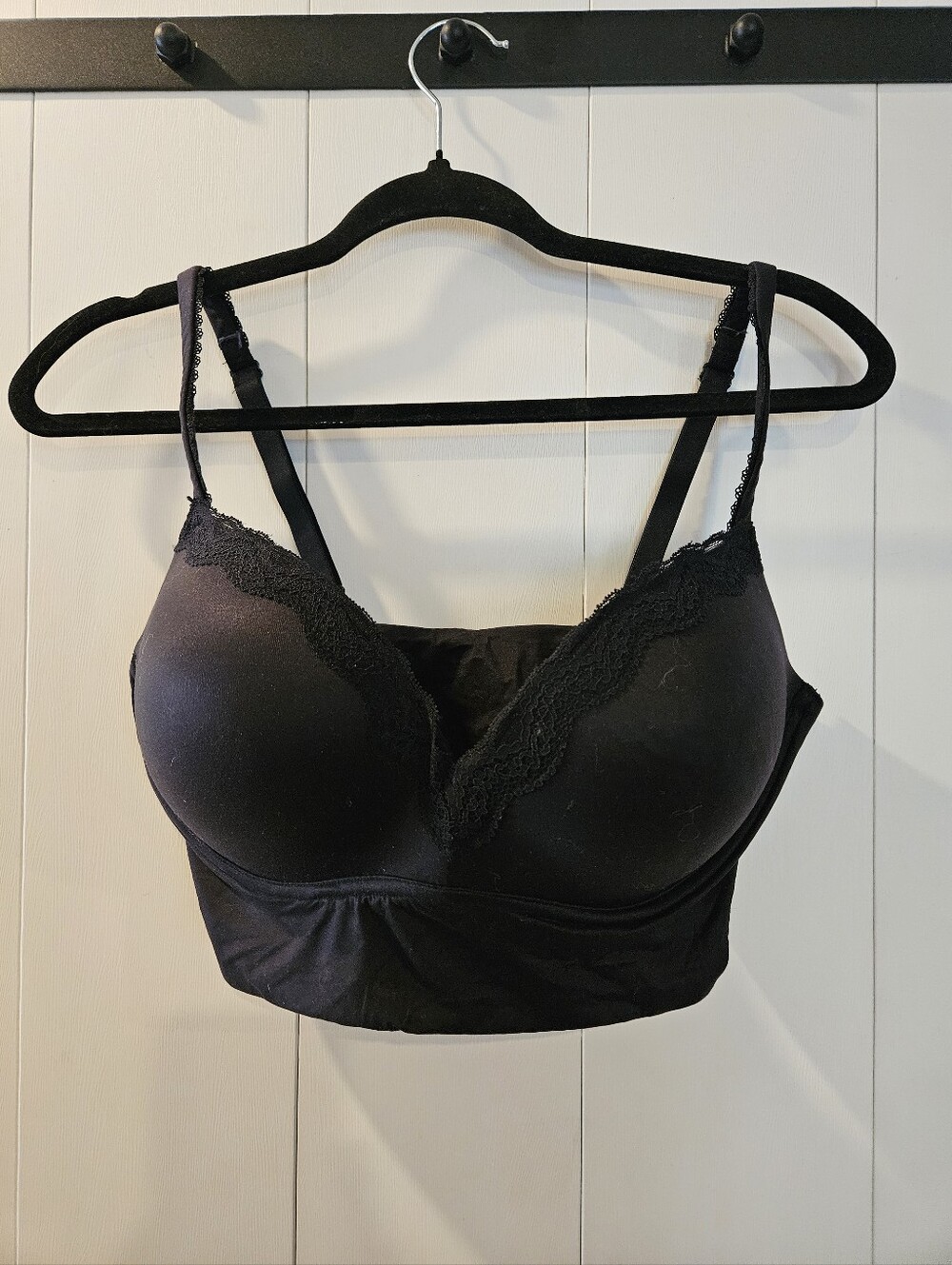 Dobreva Black Lace Trim Longline Bralette 38D
